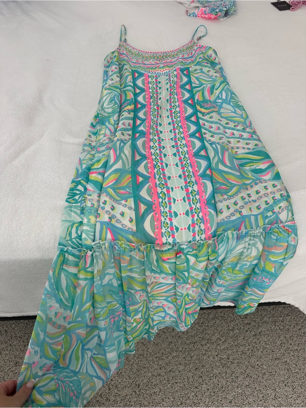Lilly Pulitzer Winni Midi dress Aqua & Pink Printed Midi Sundress - Picture 2 of 4